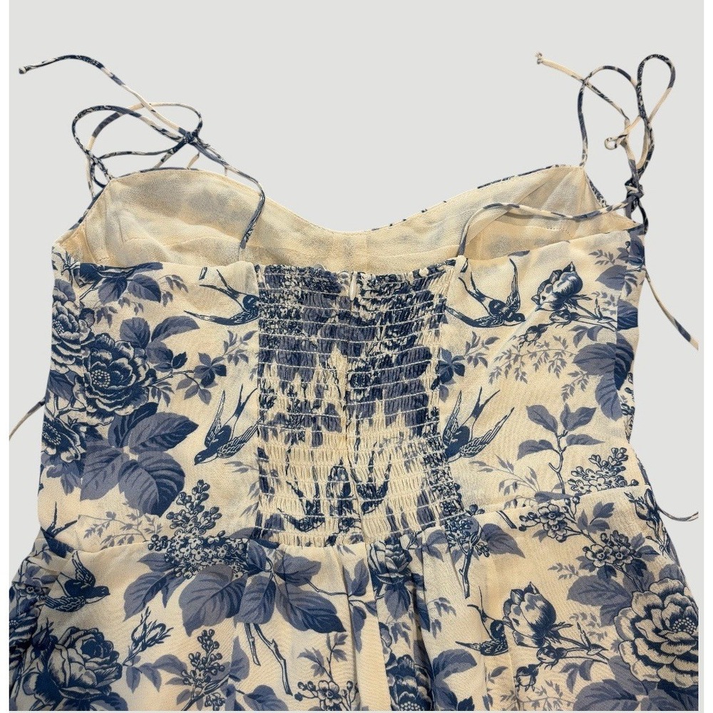 Reformation Blue Floral Cream Midi Slip Dress - Picture 7 of 9